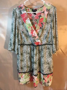 Top blusa donna Lane Bryant floreale rosa corallo verde poliestere tg 14/16 G26 - Foto 1 di 6