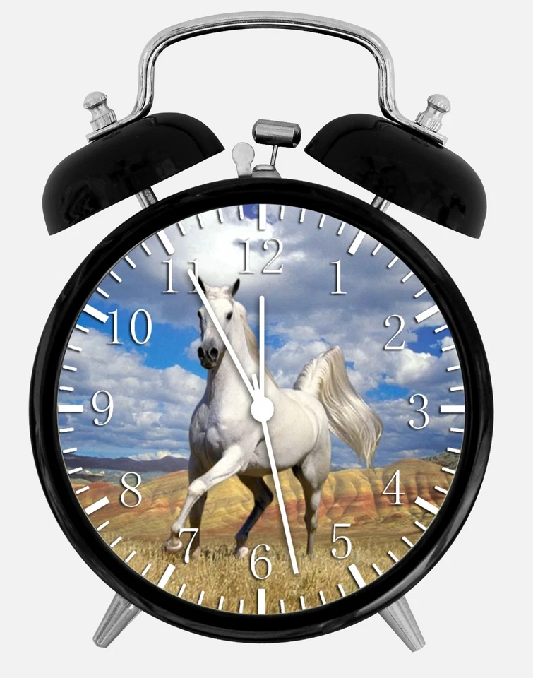 White Horse Alarm Desk Clock 3.75" Home or Office Decor W47 Nice For Gift - Image 1 of 1
