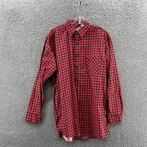 New Red Oak Long Sleeve Button Up Shirt Plaid Flannel Mens Medium Ranch Apparel - Picture 1 of 7