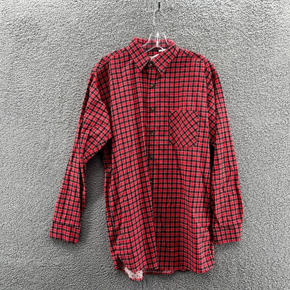 New Red Oak Long Sleeve Button Up Shirt Plaid Flannel Mens Medium Ranch Apparel - Image 1 of 4