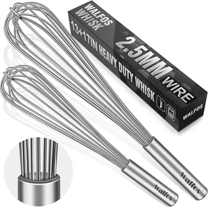 2Pc Whisk Set Large Heavy Duty Stainless Steel 13" & 17" Ideal for Eggs & Batter - Picture 1 of 12