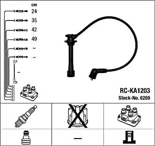 NGK Ignition Cable Kit Black For KIA Carens II Rio Shuma 00-05 0K30E-18140 - Imagem 1 de 1