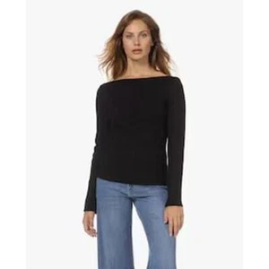 Róhe Rippstrickpullover U-Boot-Ausschnitt Langarm gerippt schwarz Damen Größe 40 - Bild 1 von 10