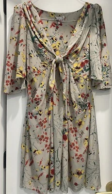 BARASCHI SZ S 100% SILK DRESS, SLOUCHY SEXY LOOK, SHIMMERY FLORAL - Image 1 of 4