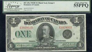 Lot of 2 Consecutive 1923 Dominion of Canada $1 Banknotes - Legacy AU55 PPQ - Picture 1 of 4