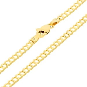 14k Yelllow Gold 3mm Cuban Curb Chain Solid Link Necklace Mens Women 16"- 30" - Picture 1 of 99