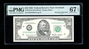 DBR 1985 $50 FRN Cleveland Fr. 2122-D Superb Gem PMG 67 EPQ Serial D22522643A - Picture 1 of 2