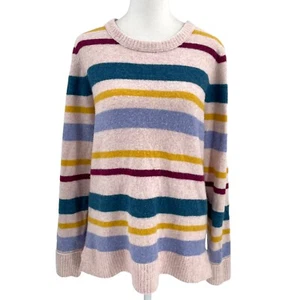 J. Crew Wool Blend Preppy Stripe Crewneck Pullover Sweater Soft size Medium - Picture 1 of 7