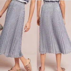 Maeve Anthropologie Striped Chiffon Midi Skirt Size Medium Side Zipper, Lined - Picture 1 of 11
