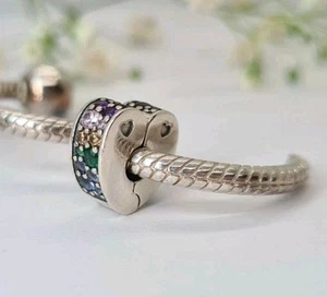Genuino Pandora Plata ALE Arco Iris Pavé Corazón Clip Dije Arcos de Amor 797020RCZ - Imagen 1 de 11