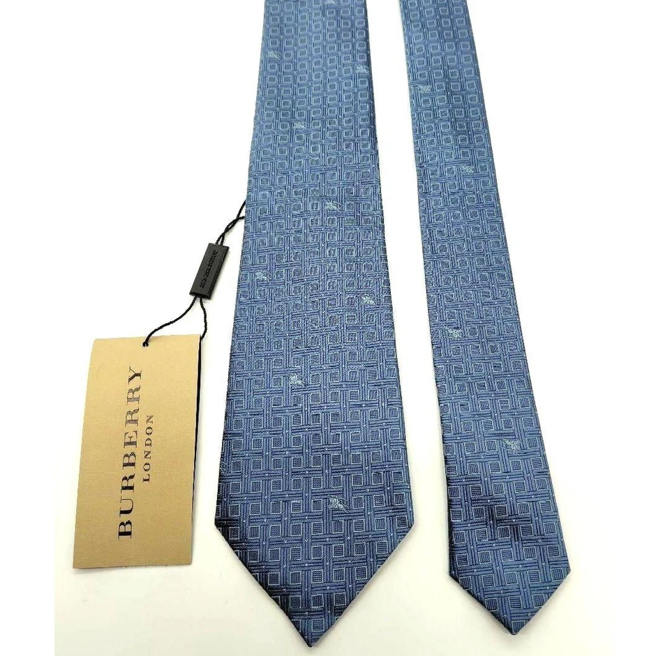 Burberry London Silk Tie UNIFORM BLUE Business Formal Accessories - Image 1 of 4