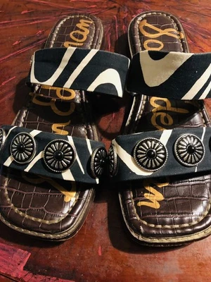 Sandalias informales Sam Edelman para mujer talla 8 negras crema sin cordones de negocios Foto 1 de 4