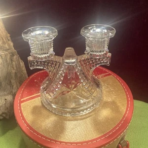 Vintage 4.5” Clear Federal Glass Wigwam, Double Candle Holder Candelabra great ! - Picture 1 of 8