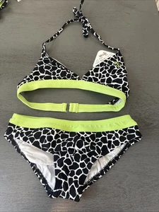 NWT black white LIMITED TOO SWIM two piece swimsuit bikini youth size 8 - Picture 1 of 4