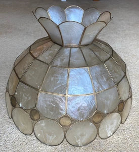 Natural Opaque Capiz Shell Art Deco Vintage dome light fitting 36cm - Picture 1 of 3