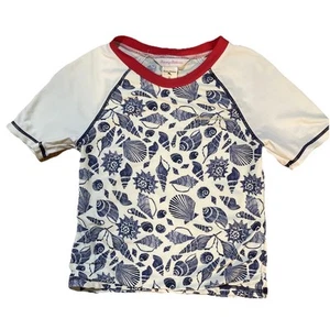 Tommy Bahama Girls Size 8 Swim Shirt Short Sleeve White with Blue Sea Shells - Picture 1 of 11
