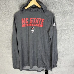 NC State Shirt Men’s L Grey Long Sleeve T-Shirt Hoodie Adidas NWT - Picture 1 of 9