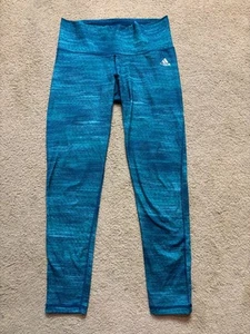 Women’s ADIDAS Climalite Mid-Rise Green Printed Ankle Cropped Pants Leggings M - Picture 1 of 6