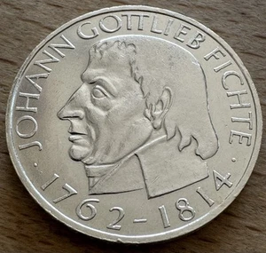 Original 5 DM Gedenkmünze „Johann Gottlieb Fichte“ 1964 „J“ Silbermünze - Bild 1 von 5