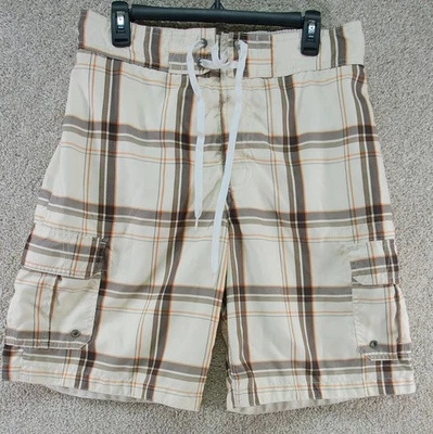 Pantalones Cortos de Natación Merona Para Hombre Medianos Beige Rayas Baúl Playa Pantalones Cortos Boardshorts Foto 1 de 4