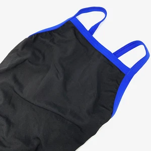 6/22 Speedo Youth Girl Swimsuit Endurance+ Skimpy Thin Strap Black Blue 1 Piece - Picture 1 of 6