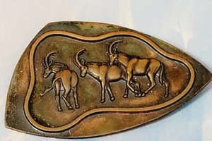Broche de arte vintage de cobre Joe Calafato mediados de siglo Velia antílope ab1-106 - Imagen 1 de 4