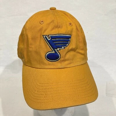 St. LOUIS BLUES GO BLUES! Gorra de béisbol de lona amarilla ajustable con hebilla trasera OS Foto 1 de 4