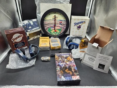 San Diego Padres Souvenir Lot of 7, Clock, Headphones, Radio, Babushka, - Image 1 of 4