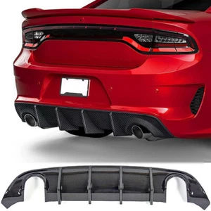 Carbon Fiber Rear Bumper Lip For 2015-2024 Dodge Charger Diffuser SRT GT ABS - Picture 1 of 12