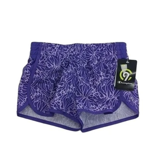 Champion C9 Athletic Shorts Girls Size XS Purple Leaf Print Running Activewear - Picture 1 of 3