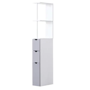 54" Tall Bathroom Storage Cupboard Thin Cabinet Unit Narrow Side Floor Organizer - Picture 1 of 13