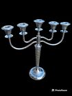 Vintage Candelabra Silver Tone Goth Large 5 Branch Chrome Stamped RC MCM READ