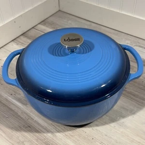 Horno holandés Lodge de hierro fundido esmaltado azul de 6 cuartos con tapa horno duradero - Imagen 1 de 17