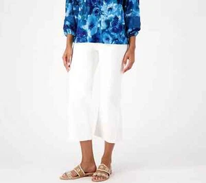 Isaac Mizrahi Live! White True Denim Pull-on Crop Jeans Size 14 ~ New - Picture 1 of 6