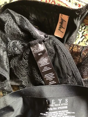 Lot Of 3 Black L Thong Panties ~ Rene Rofe Jezebel ILYS bikini lacy sheer NICE - Image 1 of 4