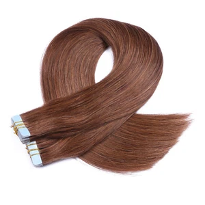 Tape In / On - 6 BRAUN - Hair Extensions Remy Echthaar Strähnen Haarverlängerung - Bild 1 von 7