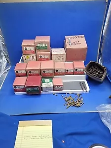 Flat Head Vintage Slotted Sears National Steel Wood Screws Lot Zink Brass USA - Picture 1 of 24