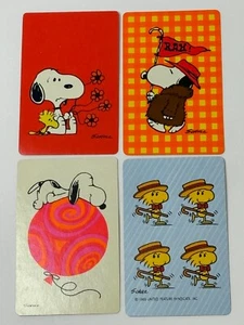 Vintage Lot of 4 Snoopy Woodstock Peanuts Single Swap Playing Card PC32 - Picture 1 of 2