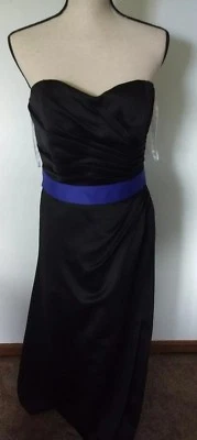 Vestido B2 Negro Sin Tirantes Hasta el Suelo con Banda Azul Talla 12 Ocasión Formal Foto 1 de 3