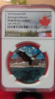2019 Reflections Bald Eagle $20 1 oz .9999 Silver Coin NGC PF69 - Image 1 of 4