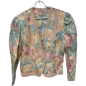 Nah Nah Nah Collection Floral Blazer Mantel Mehrfarbig Damen Puffärmel Wattiert Oberteil - Bild 1 von 12