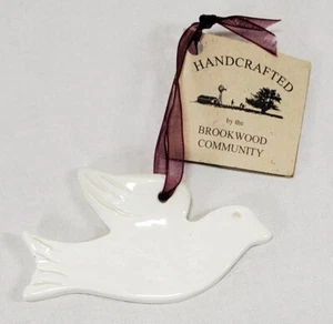 Vintage weiße Keramik TAUBE Weihnachtsschmuck Brookwood Community Tx Handarbeit - Bild 1 von 4