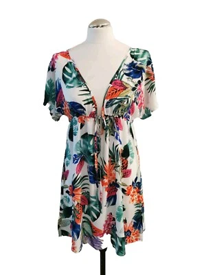 Palmer's Strandkleid Kleid weiß mit bunten Blättern Gr.S - Bild 1 von 4
