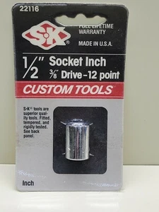 S-K 22116 1/2" Socket 3/8" Drive 12 point  New Old Stock Original Package - Picture 1 of 8
