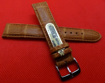 Nuevo Para Hombres Modelo Di Bronceado Acolchado Genuino Caimán 19mm Correa de Reloj Hebilla Plateada  Foto 1 de 4