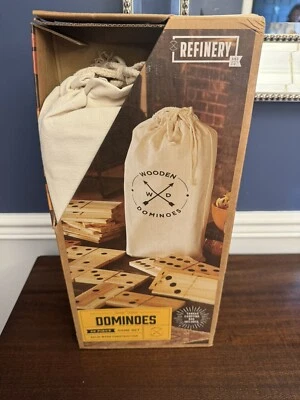 Refinery 28 Piece Jumbo Wooden Dominoes Set with Canvas Bag Never Used - Image 1 of 3