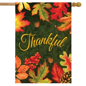 Bandera Casa Otoño Hojas Agradecidas Otoño Acción de Gracias 28" x 40" Briarwood Lane - Imagen 1 de 4