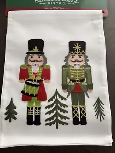 🎄 2024 Sleigh Bell Bistro Table Runner Christmas white embroidered nutrackers🎄 - Picture 1 of 3
