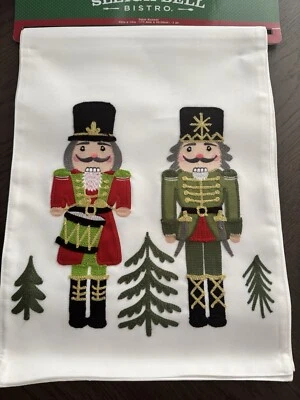🎄 2024 Sleigh Bell Bistro Table Runner Christmas white embroidered nutrackers🎄 - Image 1 of 3