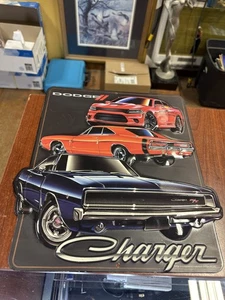Dodge Charger Metal Embossed Sign Vintage Style by Open Road 13" x 12 1/4" - Picture 1 of 6